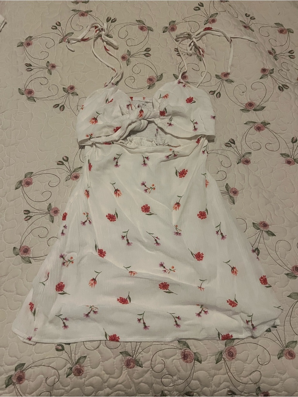 White Floral Tie-Front Sundress